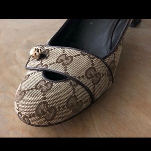 Authentic Gucci pumps block heel 8.5 monogram gg